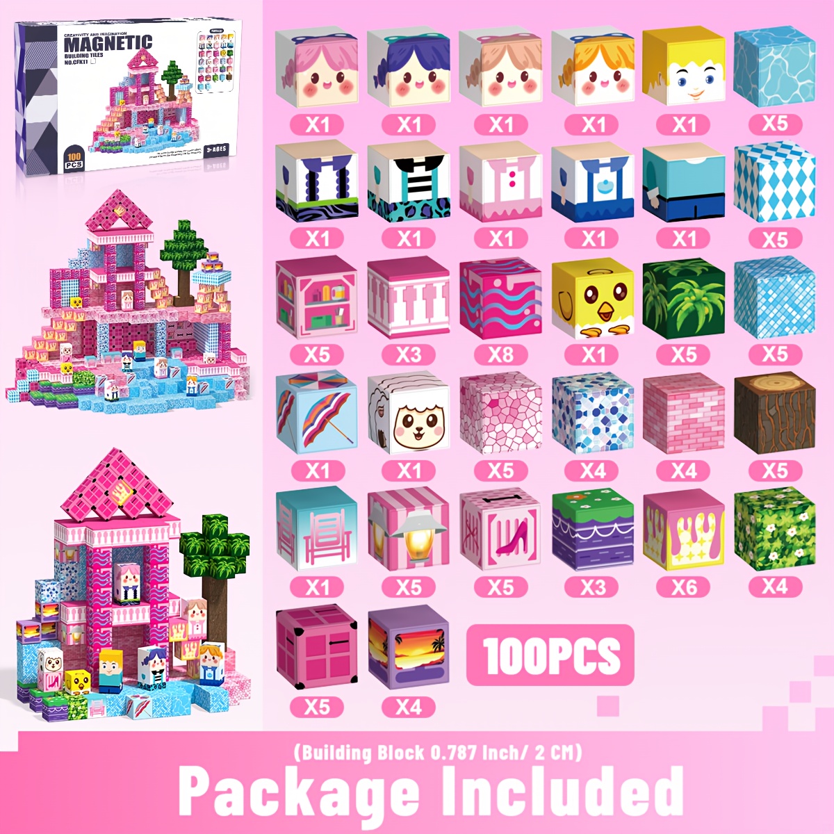 100pcs Magnetic Building Blocks Stacking Set